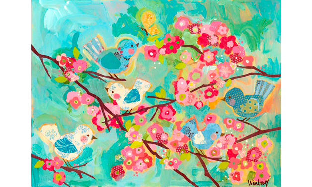 Cherry Blossom Birdies (44.54cm) | alvaluz.com